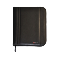 Folio Leather Look Zipped Case Black