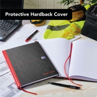 Black n Red A4 Casebound Feint Ruled Notebook SINGLE