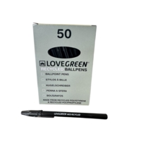 LoveGreen Recycled Ballpens Black,  Box 50   LGBP-01