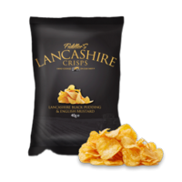 Lancashire Crisps, 40g, Box 24 Black Pudding  English Mustard