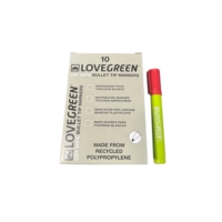 LoveGreen LGK40-02 Recycled Dry Wipe Pens Red Box of 10