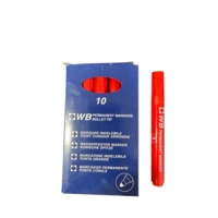 Permanent Bullet Tip Red Markers Box of 10