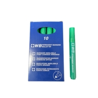 Permanent Bullet Tip Green Markers Box of 10