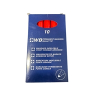 Permanent Bullet Tip Red Markers Box of 10