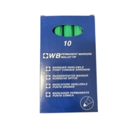 Permanent Bullet Tip Green Markers Box of 10