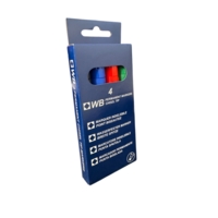 Permanent Chisel Tip Assorted Markers Box of 4