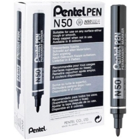 Pentel N50 Bullet Tip Black Markers Pack of 12