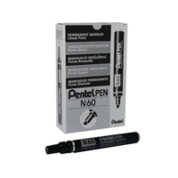 Pentel N60 Chisel Black Markers Box of 12
