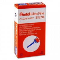 Pentel Ultrafine S570 Plastic Blue Pens Box of 12