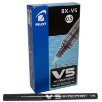 Pilot V5 Hi-Techpoint Rollerball Pen Black Box of 12
