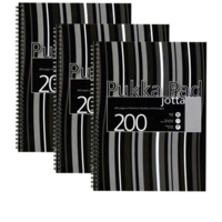 A4 Pukka Wirebound Jotta Striped Black Book Pack of 3