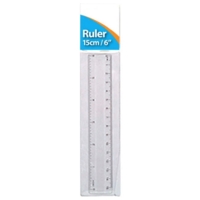 Clear Plastic 6"/15cm Small SINGLE RULER