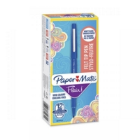 Paper Mate Nylon Flair Medium Pens Blue Box of 12