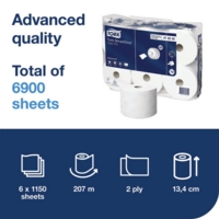 Tork Smart One 2-Ply Toilet Roll Pack of 6