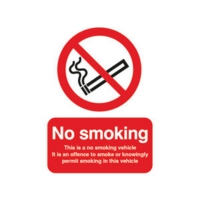 No Smoking Vehicle 100x75mm Slf-Adh Sign