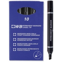 Permanent Chisel Tip Black Markers Box of 10