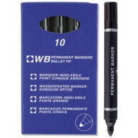 Permanent Bullet Tip Black Markers Box of 10