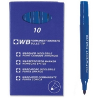 Permanent BulletTip Blue Tip Markers Box of 10