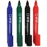 Permanent Bullet Tip Assorted Markers Pack of 4