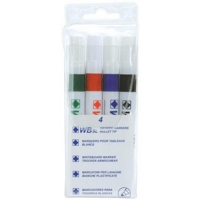 Whiteboard Drywipe Bullet Assorted Markers Pack of 4
