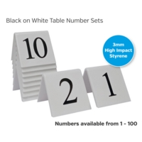 Table Numbers 1 - 10 Table Tent, White