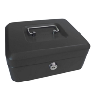 8" Steel Cash Box Black