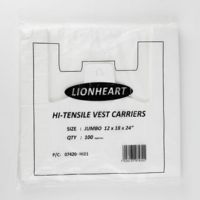 Jumbo Vest Carrier Bags, 17mu 12x18x24, LIONHEART Box 1,000