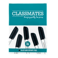 Classmates Mini Drywipe Marker Black P36 pack 36