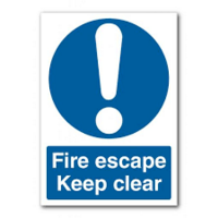 Fire escape keep clear Self Adhesive