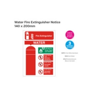 Fire Extinguisher Sign WATER 140x200mm,  PVC