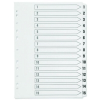 A4 White 1-15 Index Multi-Punched A4 Dividers