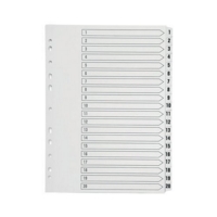 A4 White Index PVC 1-20 Tab File Dividers