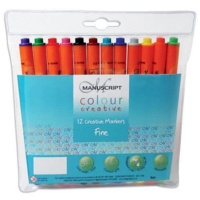 Manuscript Colour Fine Assorted Markers Pack of 12