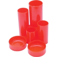 Plastic Four Tube Pen Tidy Pot Red