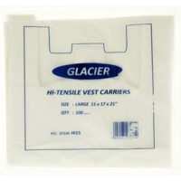 Large Vest Carrier Bags, 10mu 11x17x21, GLACIER  Box 2,000