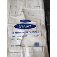 Super Vest Carrier Bags, 20mu 16x25x29, GIANT,  Box 500