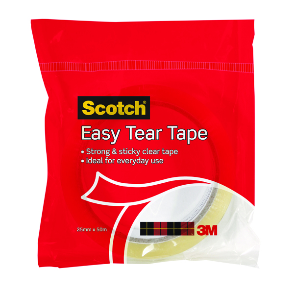 3M Scotch Easy Tear Clear Tape Roll