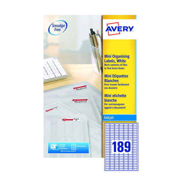 Avery Mini Ink Label 25.4x10mm J8658-25