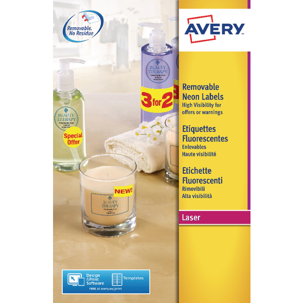 Avery L7263-25 Yellow Laser Labels