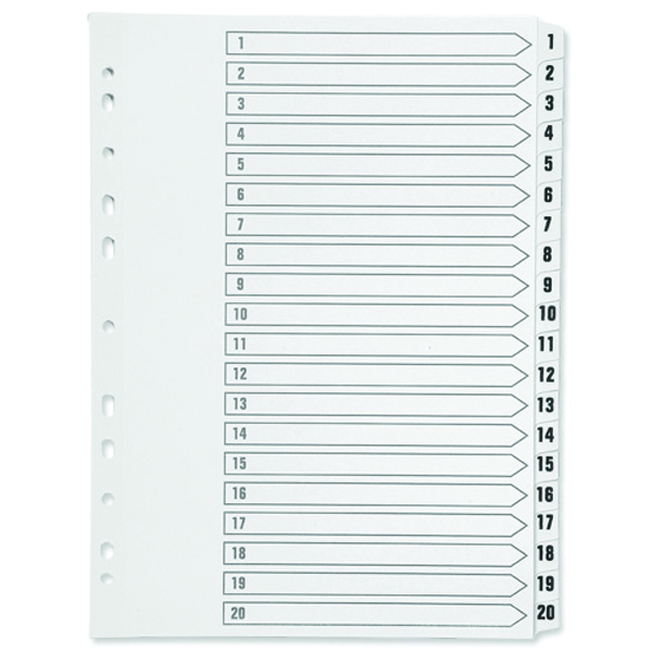 Q-Connect 1-20 Punched Index A4 White