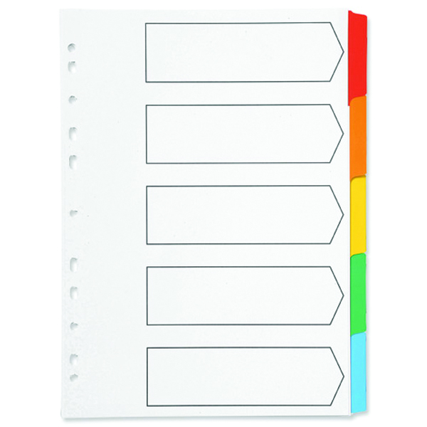 A4 White Index Multi-Coloured Tab   5 Part