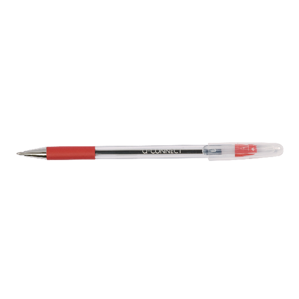 Q-Connect Grip Stick Ball Pen Red Pk20