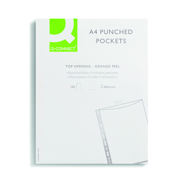 Q-Connect Punched Pocket A4 Pk100