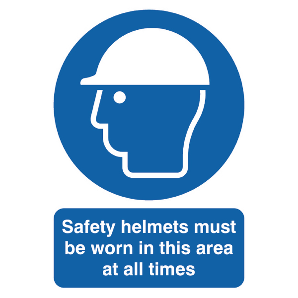 Safety Helmets Must be Worn A4 PVC Sign